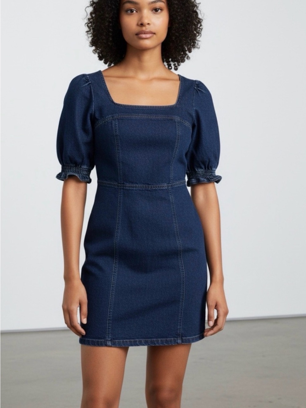 Betsey Johnson Y2K Denim Puff-Sleeve Mini Corset Dress, Size 2